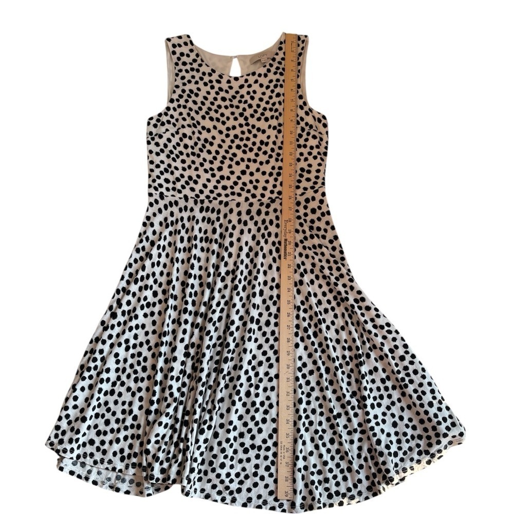LOFT Black & White Polka Dot Retro Midi Dress Classic Modest Career Size M - Picture 4 of 7